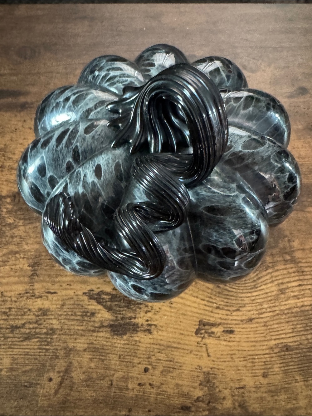 Mikasa Handblown Glass Pumpkin Accent - Black and Gray - Picture 4 of 11